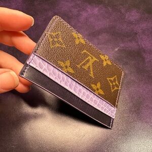 Purple Cordovan Leather & Purple Alligator Card Holder